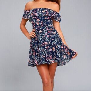 NWT Lulus floral off the shoulder dress